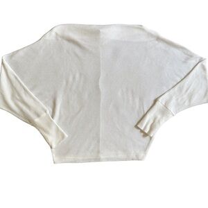 FOREVER 21 WHITE LONG SLEEVE WAFFLE KNIT CASUAL SWEATER SIZE SMALL